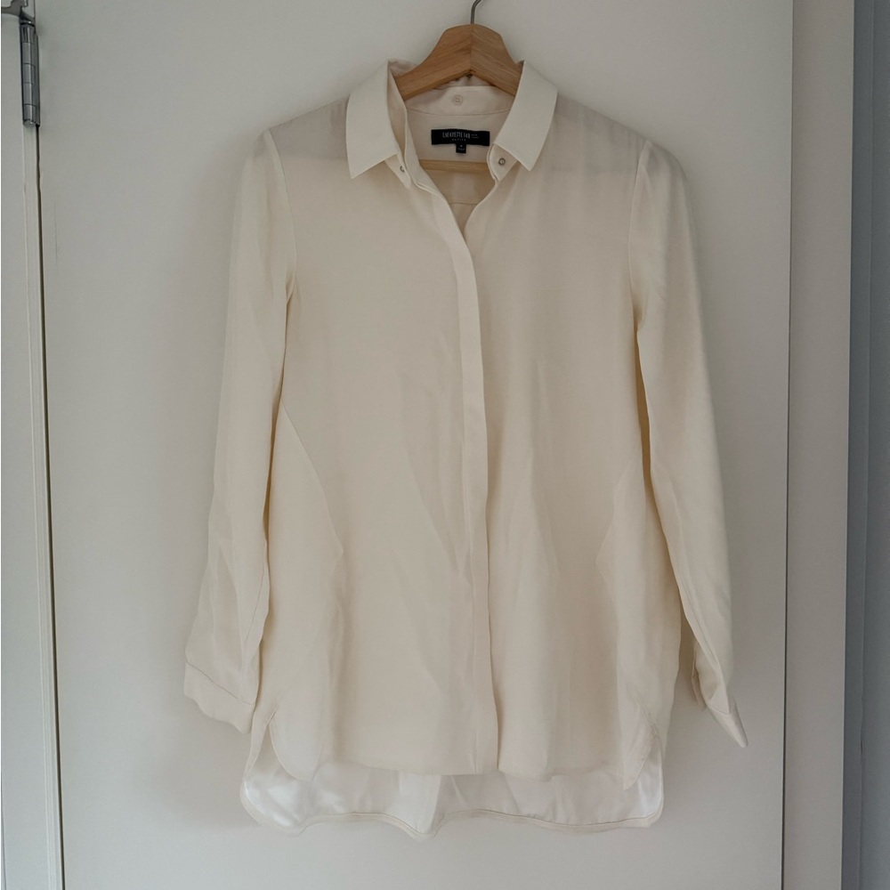 Lafayette 148 New York Cream Silk Shirt